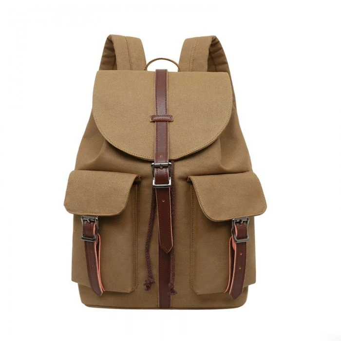 School Man Canvas Leather Backpack