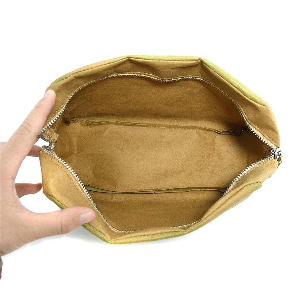Fashion Custom Washable Kraft Paper Makeup Bag