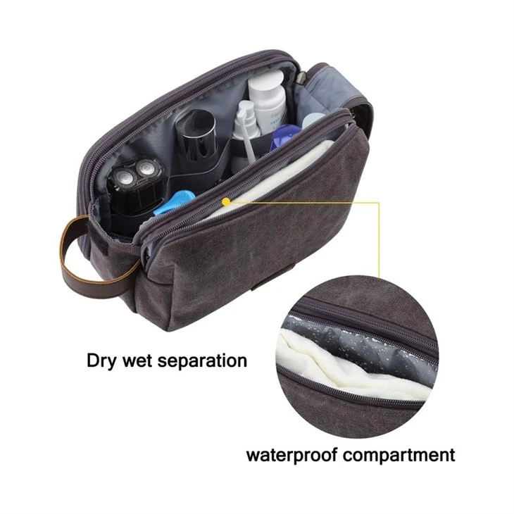 Water-resistant Waxed Canvas Men Toiletry Bag